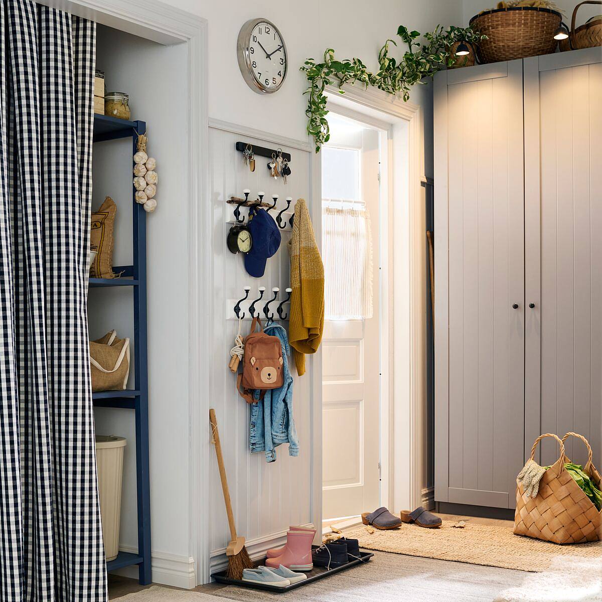KARTOTEK rack with 5 hooks pine/grey - IKEA