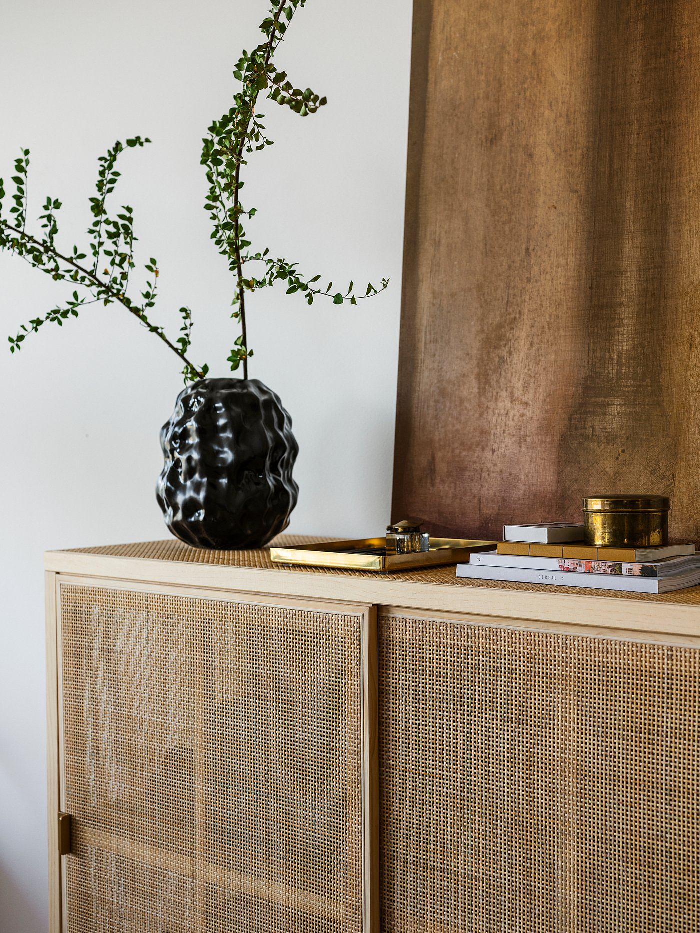 STOCKHOLM 2025 cabinet with sliding doors rattan/pine - IKEA
