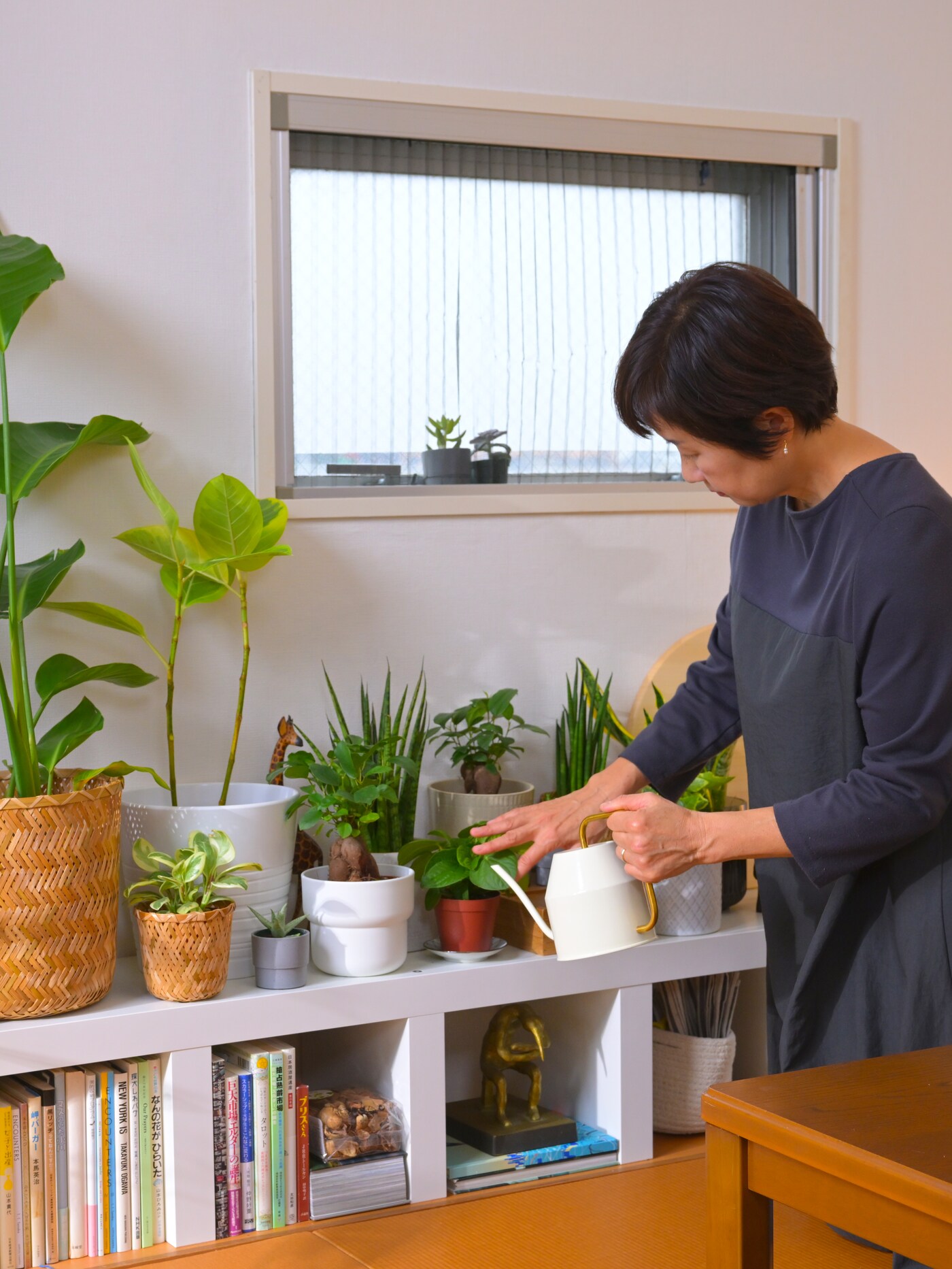 一位女士在用VATTENKRASSE 瓦特卡斯 洒水壶给植物浇水。