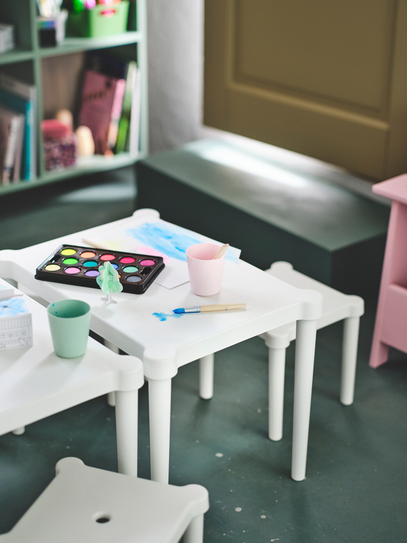 A rough garage becomes a crafty art studio for kids