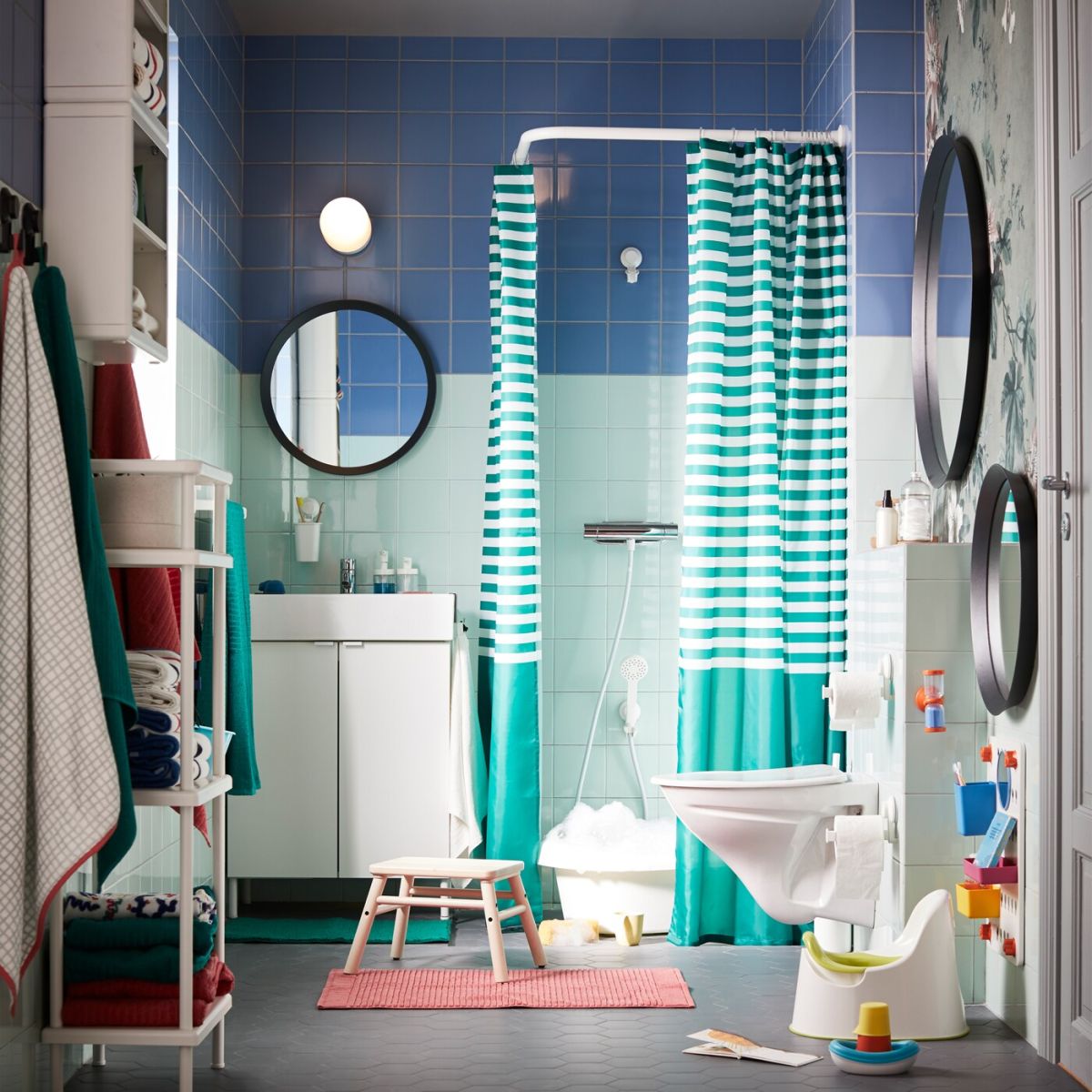 带有扩展空间的高度可调式浴室