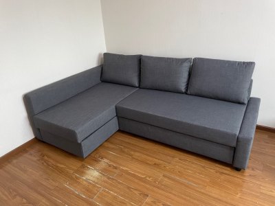 宜家friheten 弗瑞顿 转角沙发床带储物 斯科特伯 深灰色 092.167.