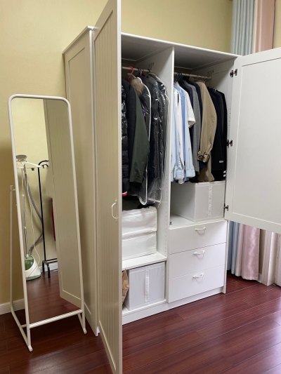 宜家musken 穆斯肯 双门衣柜带3个抽屉 白色 503.786.84 - ikea